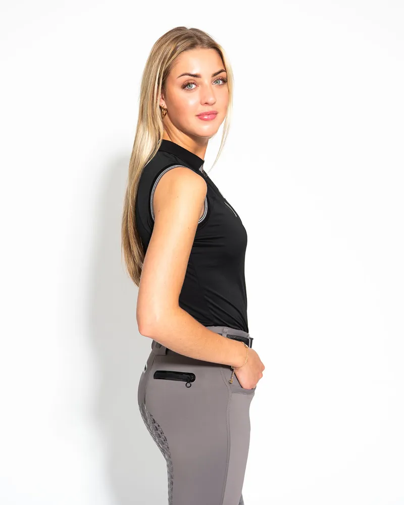 Redsware Tatum Technical sleeveless Polo Shirt Black-4