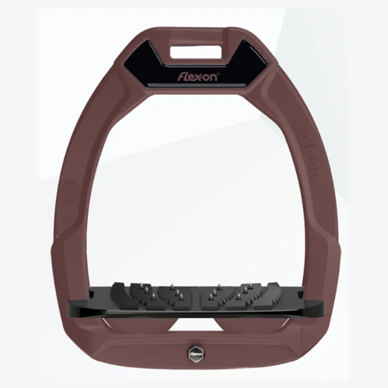 Flex-On Safe-On Inclined Ultra Grip Safety Stirrups - Chocolate/Black/Chocolate