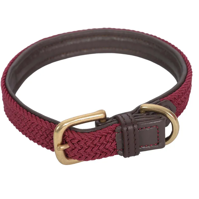 WEATHERBEETA LEATHER PLAITED DOG COLLAR