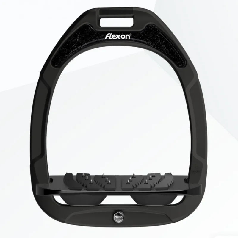 Flex-On Green Composite Ultra Grip Stirrups - Black/Black/Black Glitter