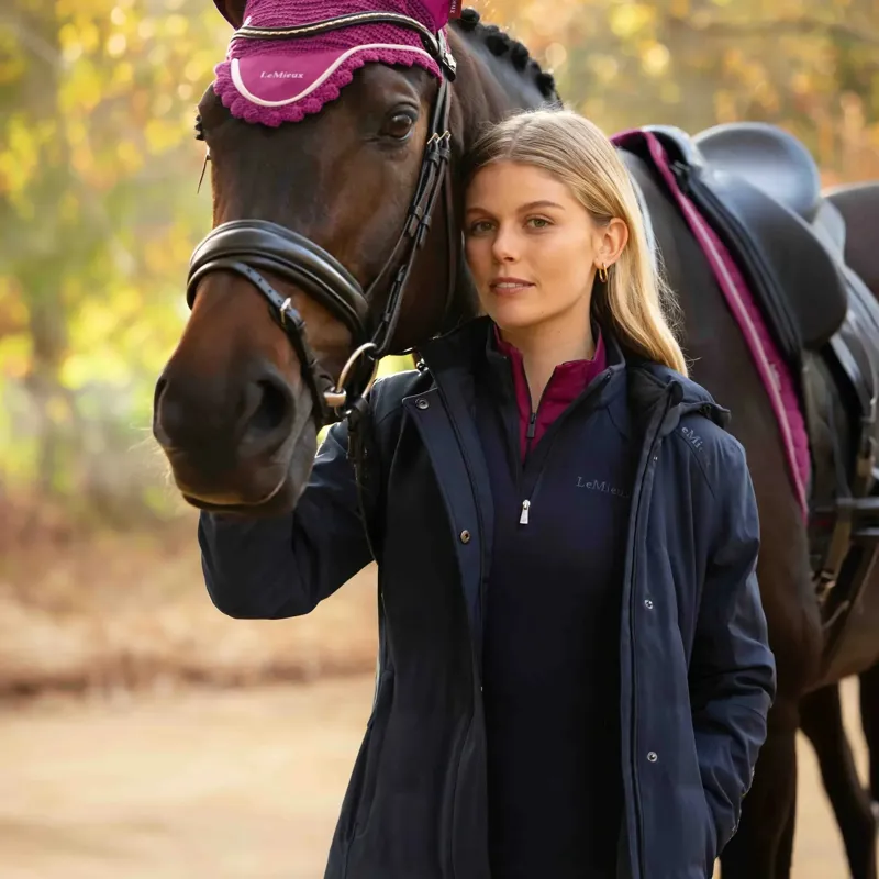 LeMieux Erin Womens Waterproof Long Padded Coat - Navy-3