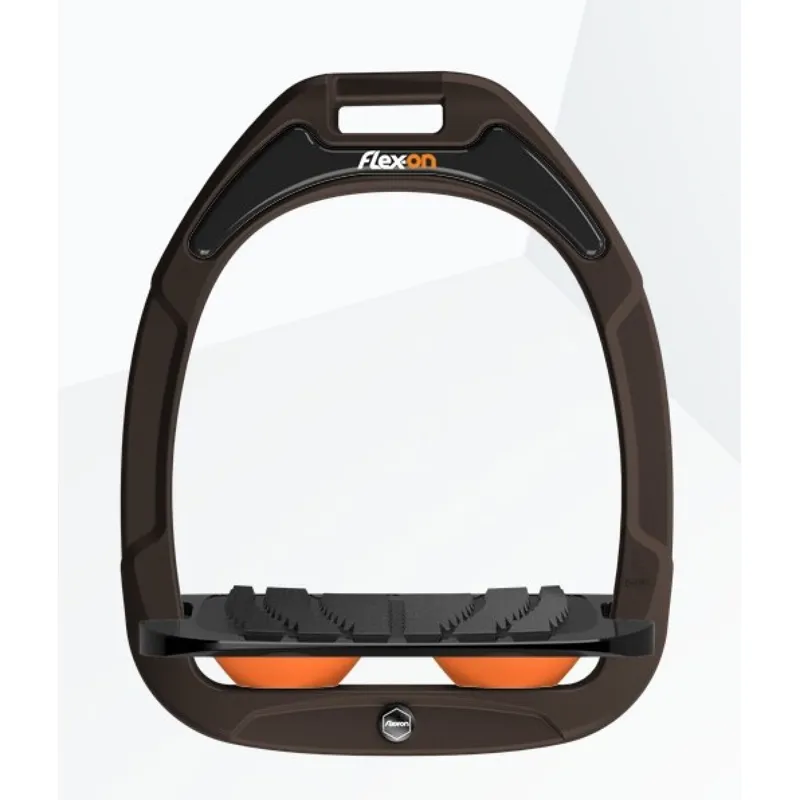 Flex-On Green Composite Ultra Grip Stirrups Brown/Black/Orange