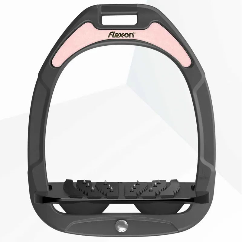 Flex-On Green Composite Inclined Ultra Grip Stirrups - Dark Grey/Black/Rose Gold