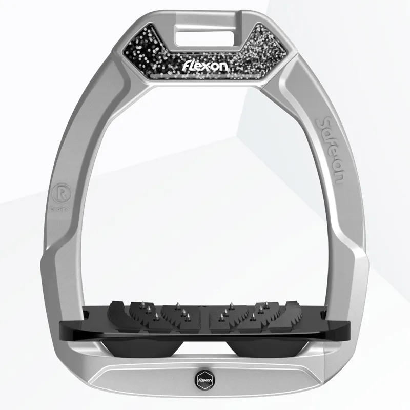 Flex-On Safe-On Inclined Ultra Grip Stirrups - Grey/Black/Black/Black Glitter