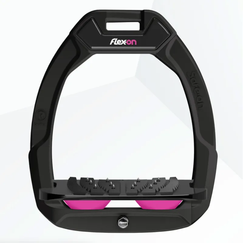 Flex-On Safe-On Inclined Ultra Grip Stirrups - Black/Black/Pink