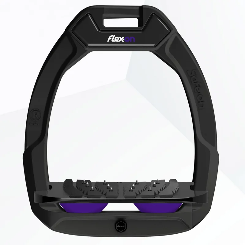 Flex-On Safe-On Inclined Ultra Grip Stirrups - Black/Black/Purple