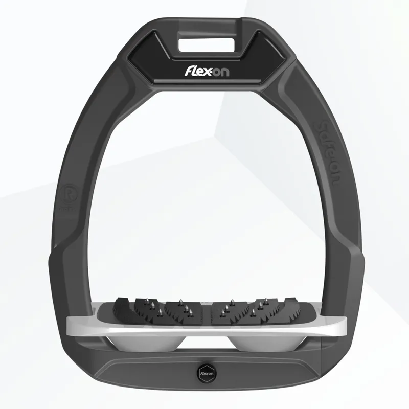 Flex-On Safe-On Inclined Ultra Grip Stirrups - Dark Grey/Grey/Grey