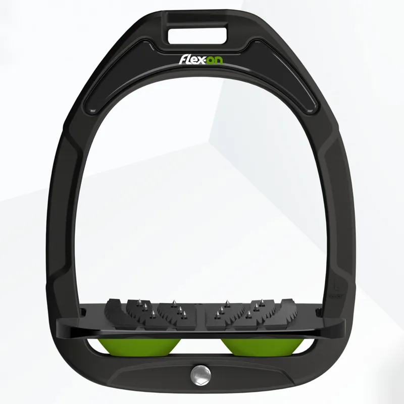 Flex-On Green Composite Inclined Ultra Grip Stirrups - Black/Black/Green