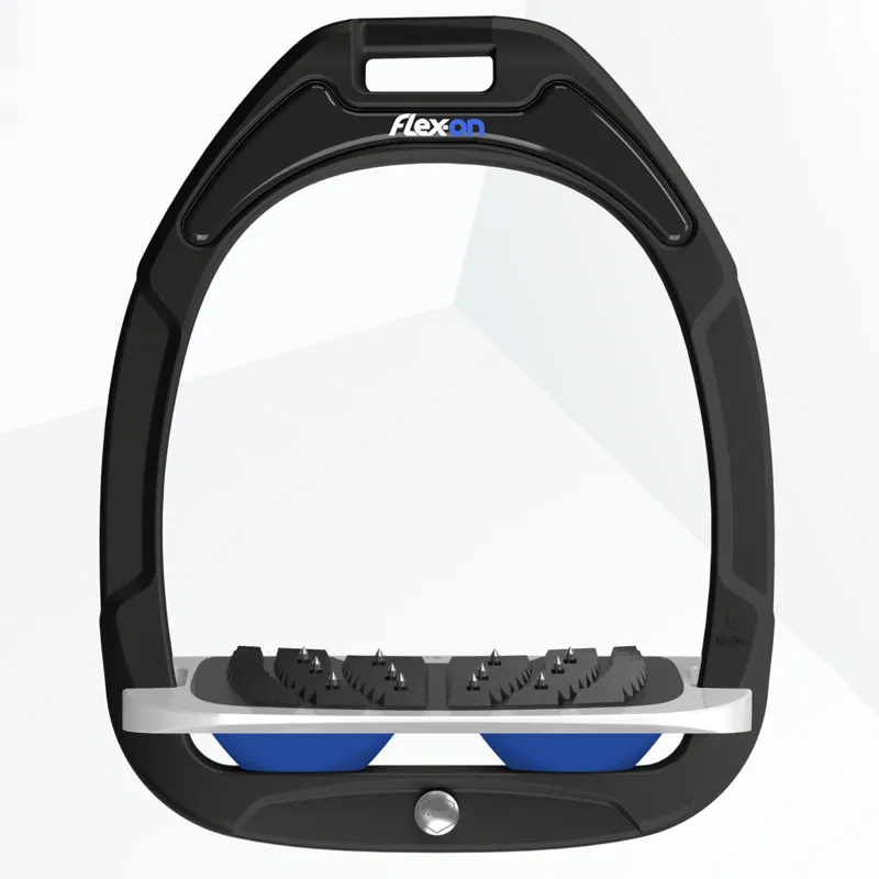 Flex-On Green Composite Inclined Ultra Grip Stirrups - Black/Grey/Dark Blue
