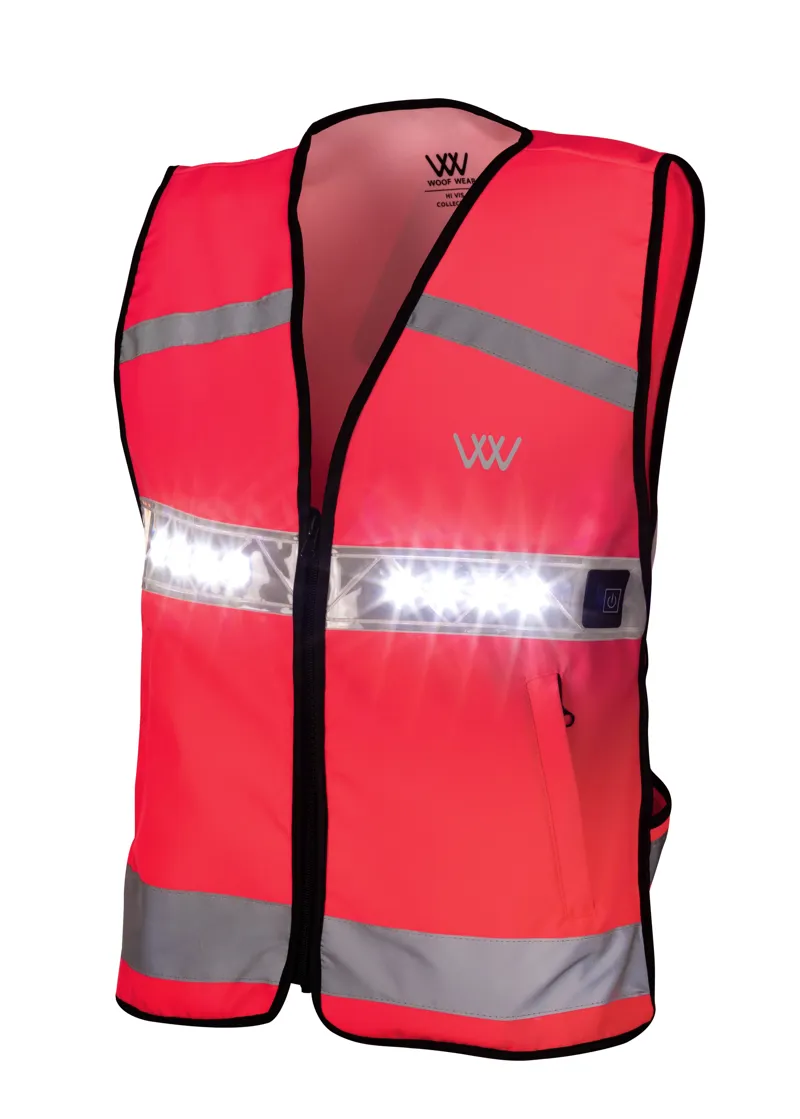 Woof Wear LED Hi Vis Riding Vest Hi Vis Pink-3
