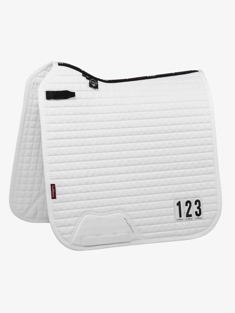 LeMieux Dressage Saddle Pad with Number Pockets Both Sides White