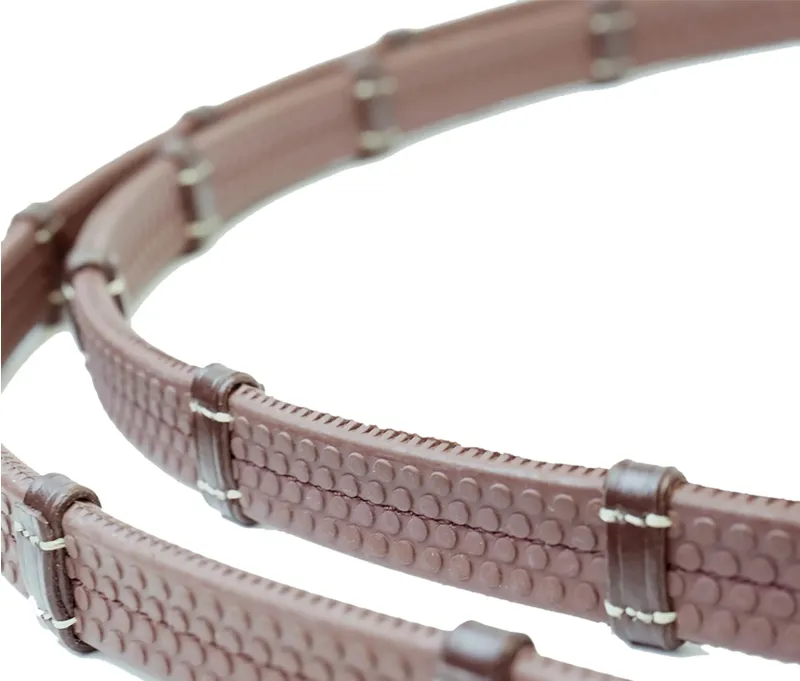 Antares Signature Rubber Reins With Loops Brown-1