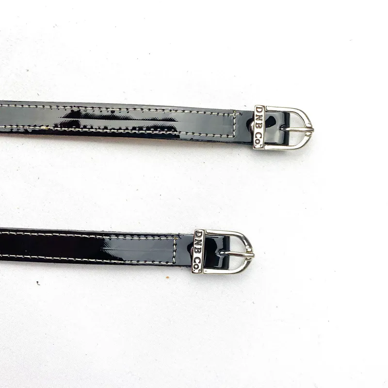 DeNiro Patent Spur Straps Patent Black with Contrasting Stitching