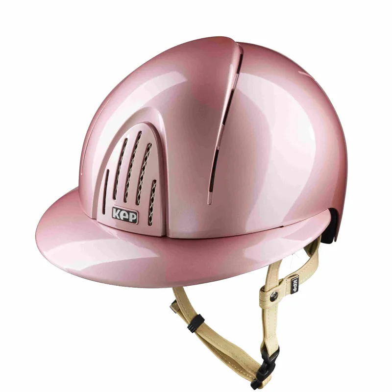 KEP Smart Nova Polo Metal Polish Riding Hat - Pink with Cream Strap