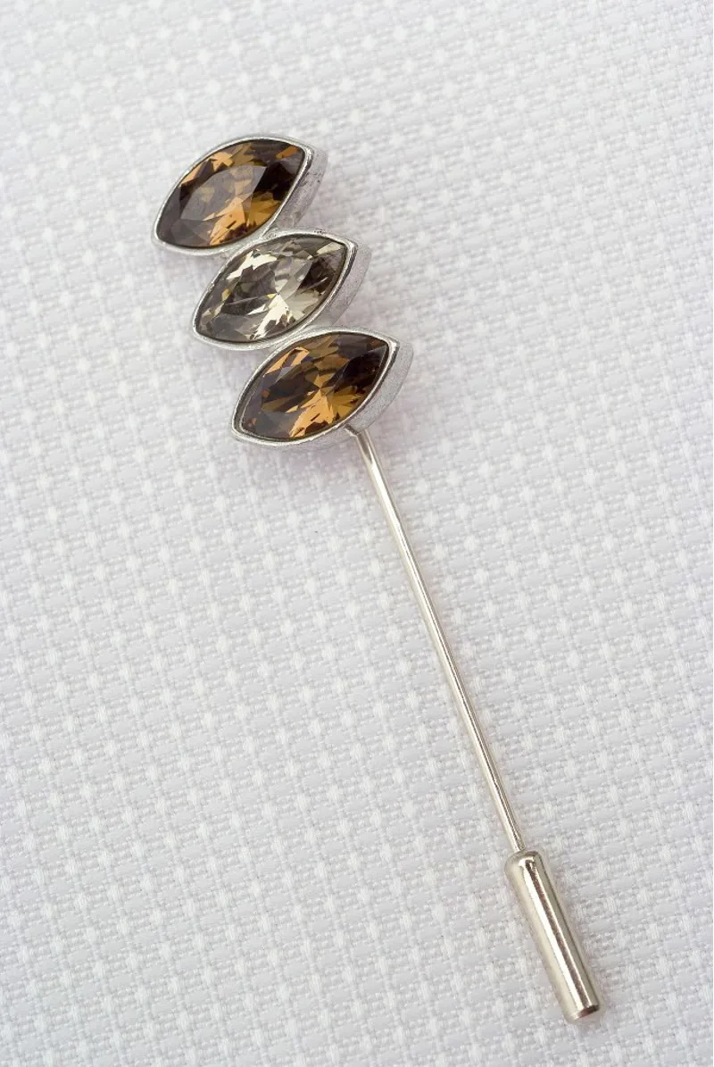 Otto Schumacher Crystal Trio Stock Pin  Topaz