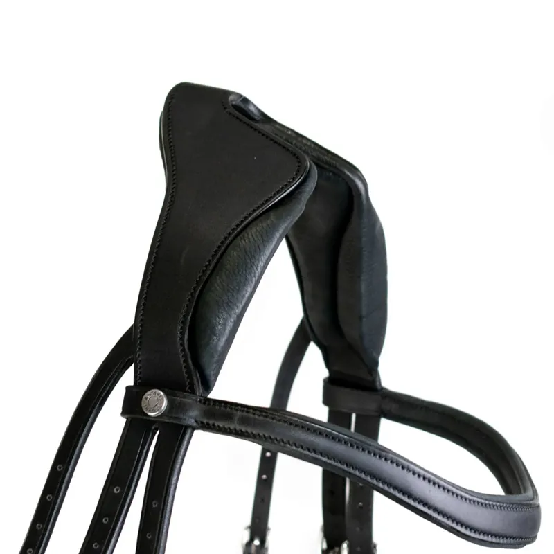 Antares Precision Large Crank Flash Noseband Snaffle Bridle Black-5