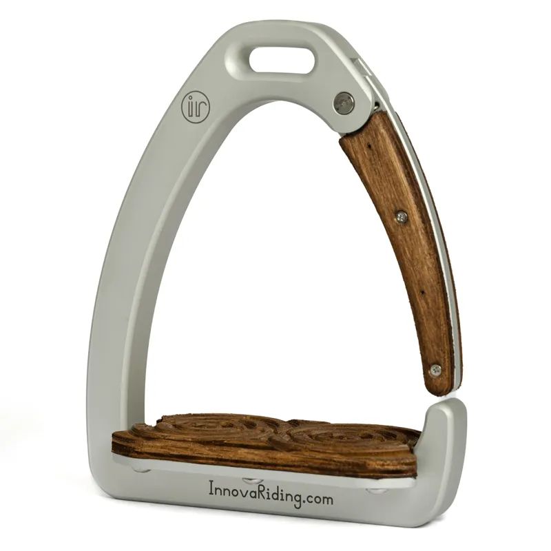 Innova Riding Aria Safety Stirrups - Silver/Dark Wood-2