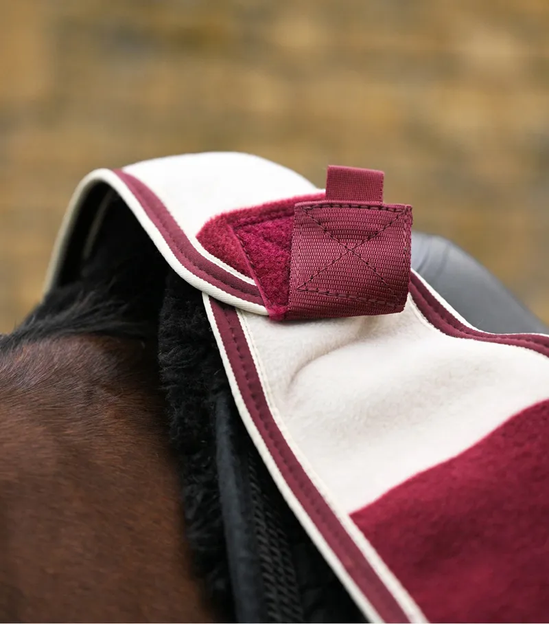Vellus Horse Fleece Exercise Rug Burgundy / White-1