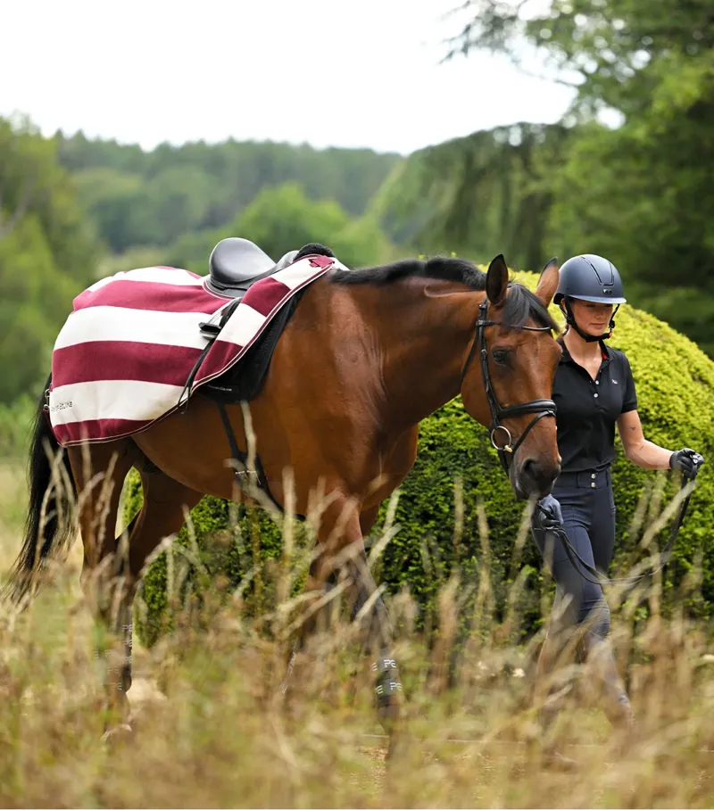 Vellus Horse Fleece Exercise Rug Burgundy / White-2