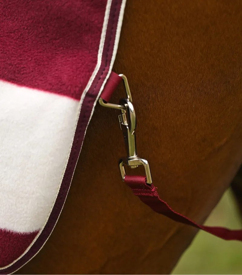 Vellus Horse Fleece Exercise Rug Burgundy / White-3
