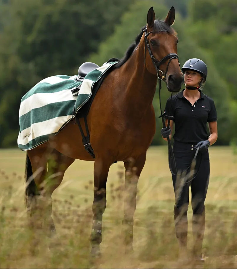 Vellus Horse Fleece Exercise Rug Green/White-3