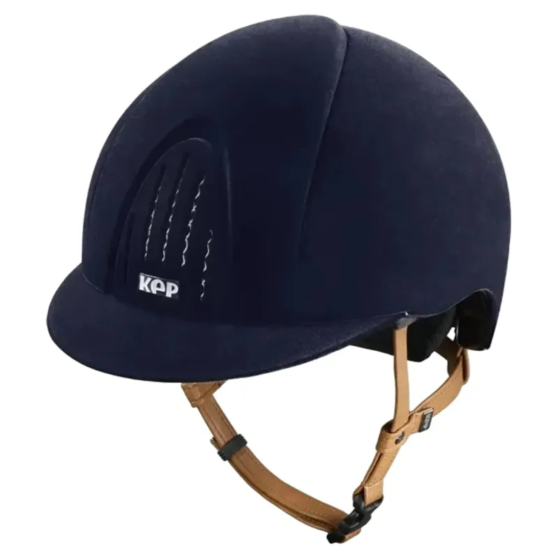 KEP Smart Nova Standard Velvet Riding Hat - Blue/Beige-1