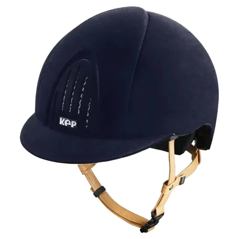 KEP Smart Nova Standard Velvet Riding Hat - Blue/Light Beige