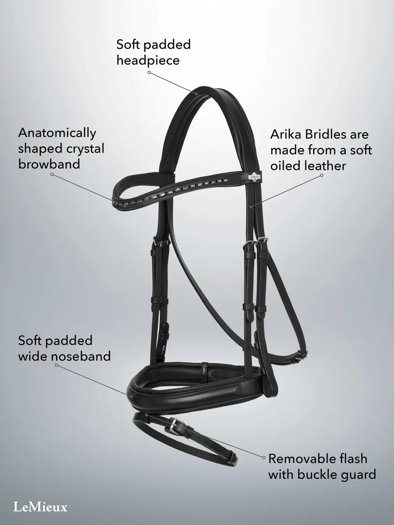 LeMieux Arika Dressage Bridle - Brown/Silver-5