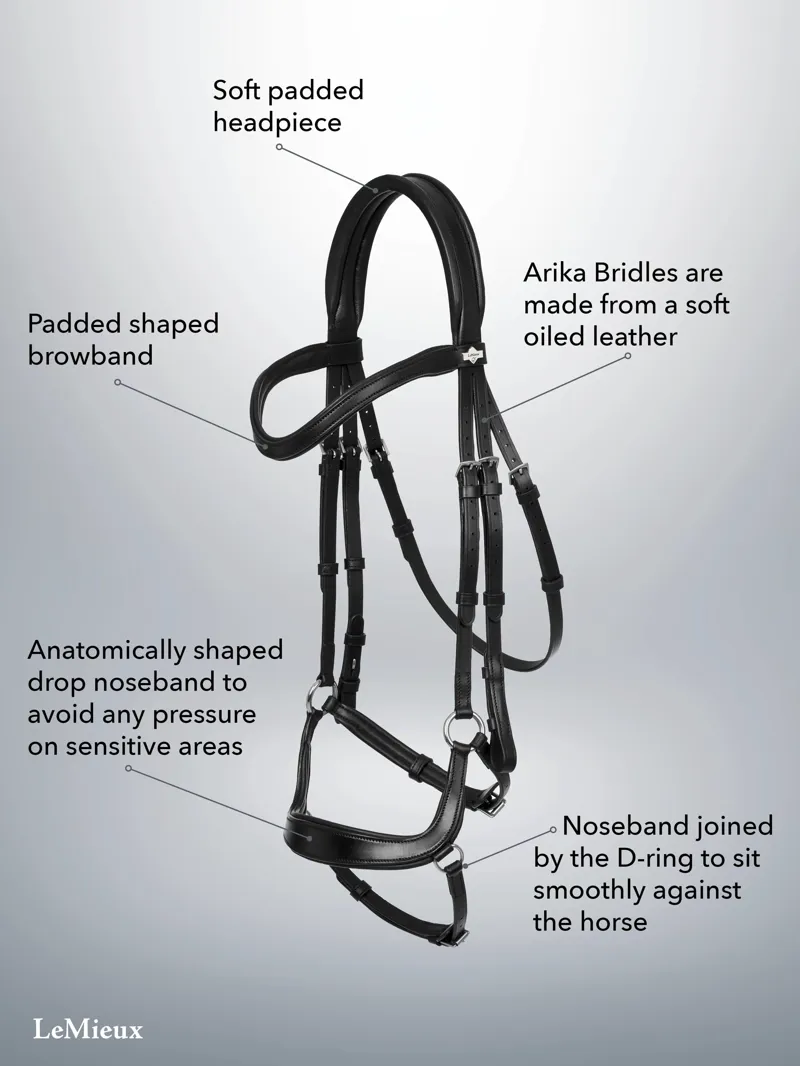 LeMieux Arika Drop Bridle - Brown/Silver-5