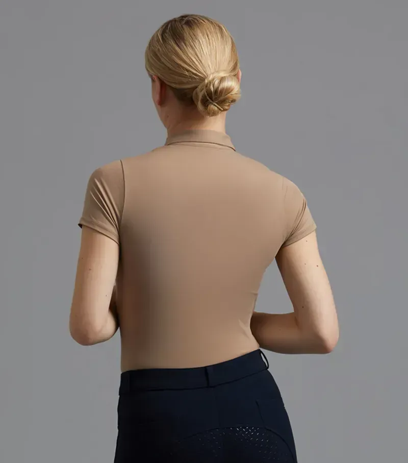 Scintillo Ladies Short Sleeve Riding Top / Beige uk-2