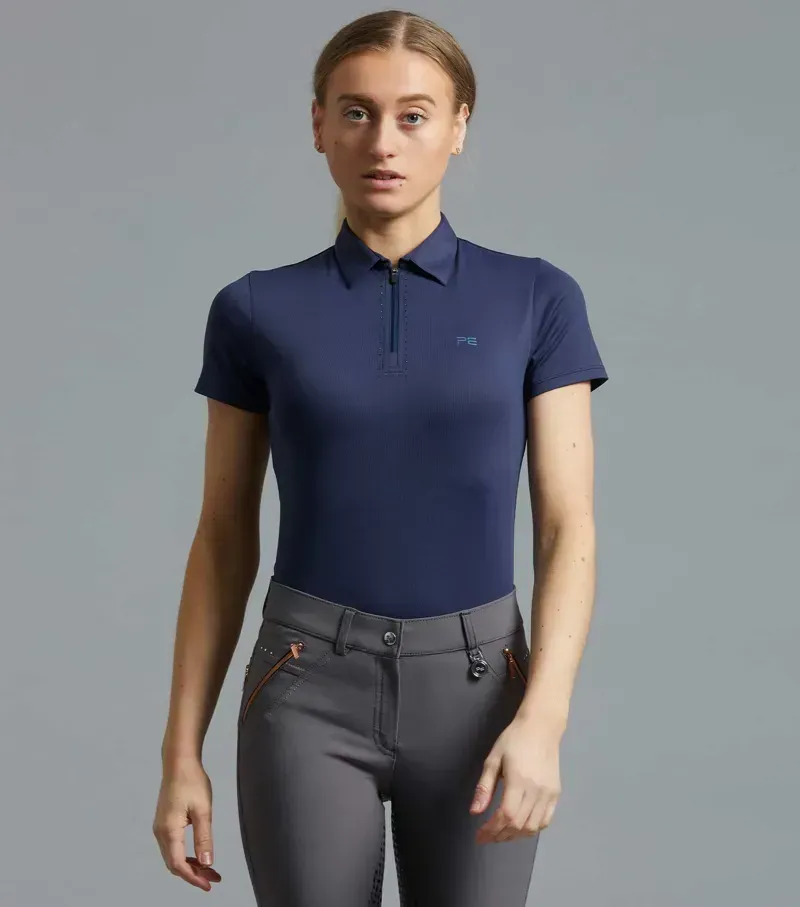 Scintillo Ladies Short Sleeve Riding Top / Navy uk