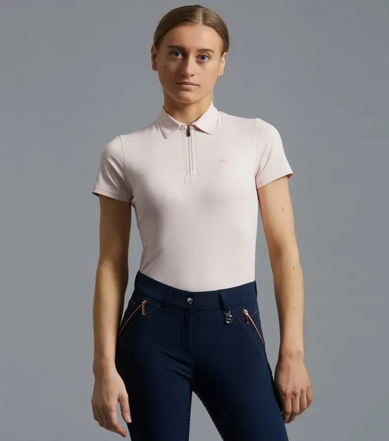 Scintillo Ladies Short Sleeve Riding Top / Pink uk