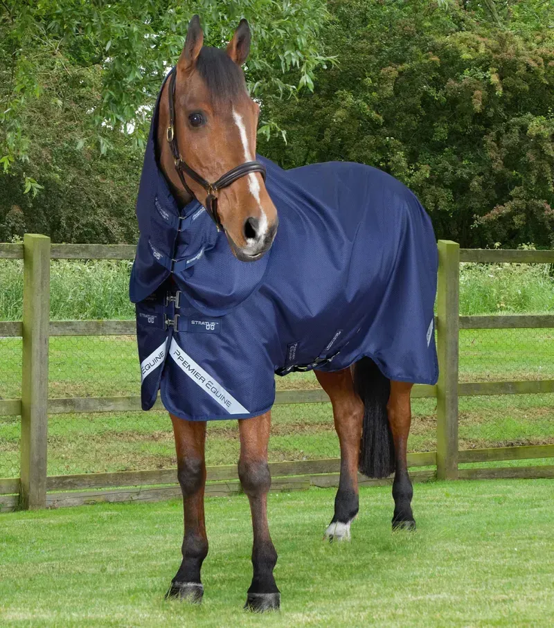 Premier Equine Stratus 600D Series 0g Turnout Rug with Classic Neck Cover in Navy