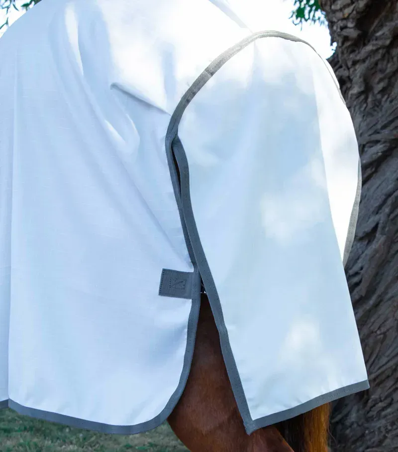 Sweet Itch Buster Fly Rug With Belly Flap / White-4