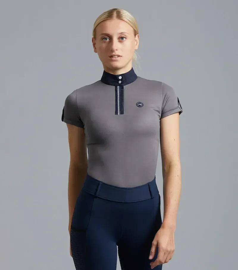 Amia Ladies Technical Short Sleeve Riding Top / Anthracite Grey uk