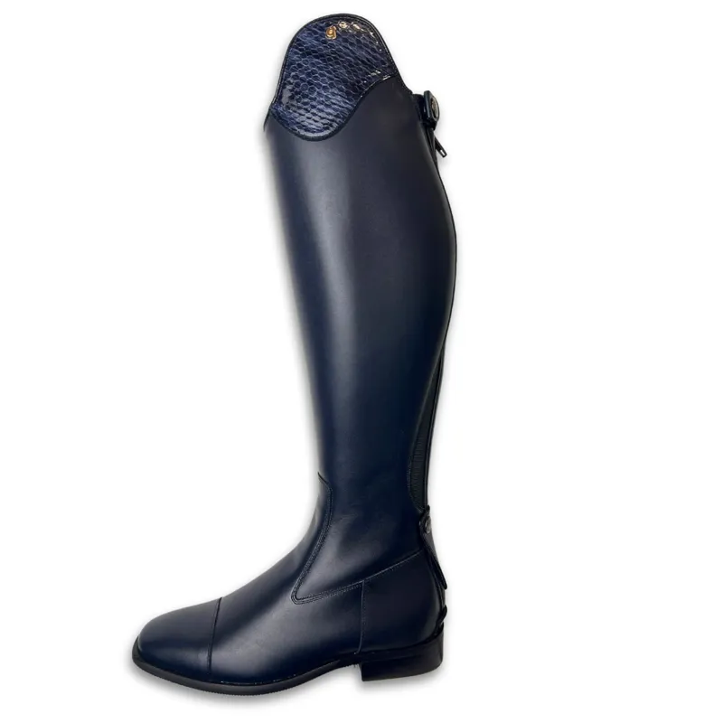 Petrie Palermo Dressage Boot with Blue Honeycomb Cuff - Blue